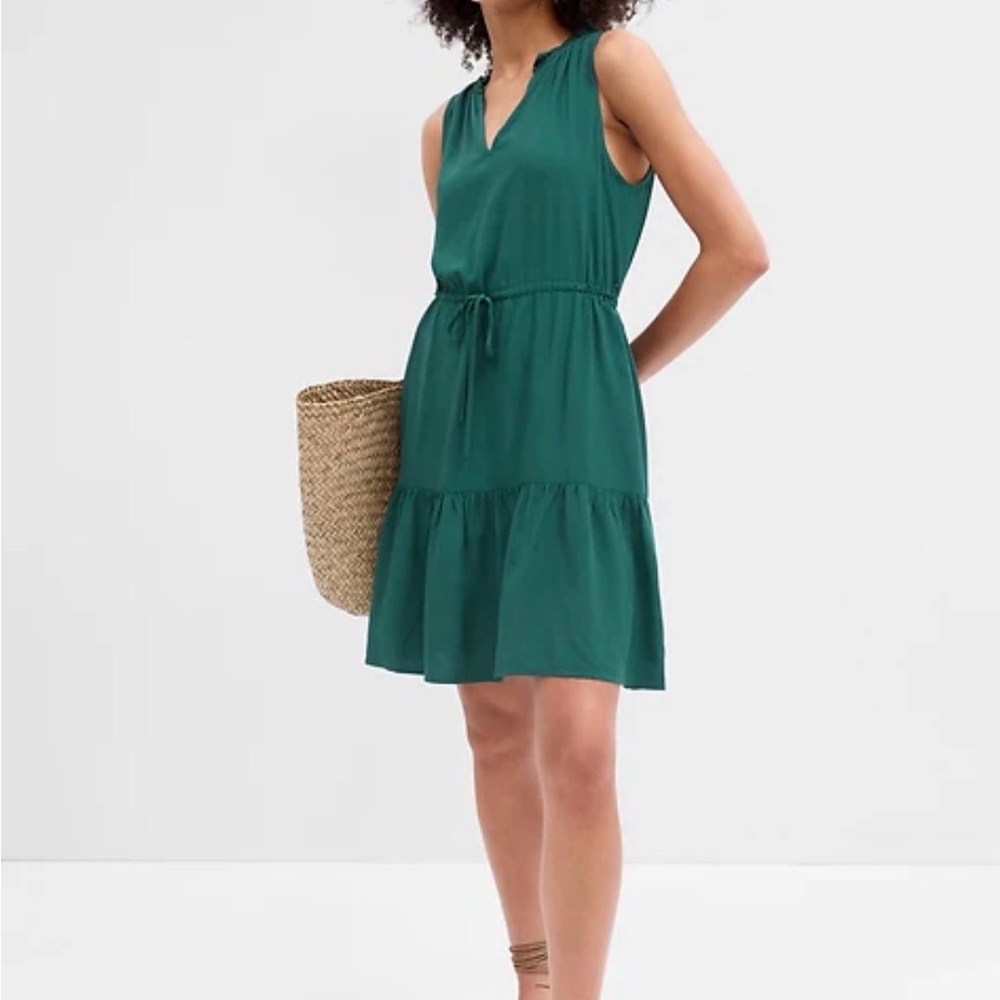 GAP Teal Sleeveless Dress with Ruffle Hem